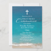 Invitation Elégante plage Première communion sainte (Devant)