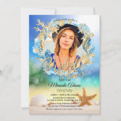 Invitation Elégante plage Starfish Shell Fête des mariées Pho (Devant)