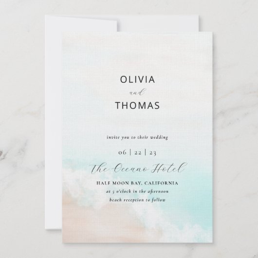 Invitation Elégante plage Tropical Waves tout en un Mariage (Devant)