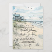 Invitation Elégante plage Vintage Mariage (Devant)