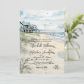 Invitation Elégante plage Vintage Mariage (Debout devant)