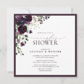 Invitation Elégante Plum Purple Aquarelle Couples Douche (Devant)