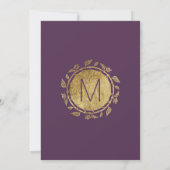 Invitation Elégante Plum Purple Gold Floral Mariage Réception (Dos)