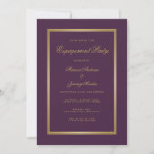 Invitation Élégante Plum Purple Gold Script Partie d'engageme (Devant)