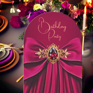 Invitation Élégante Plum rose Bijoux Bow Anniversaire