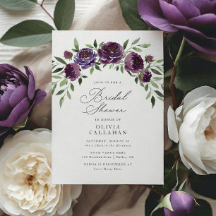 Invitation Élégante Plum Rustique Purple Fête des mariées Flo