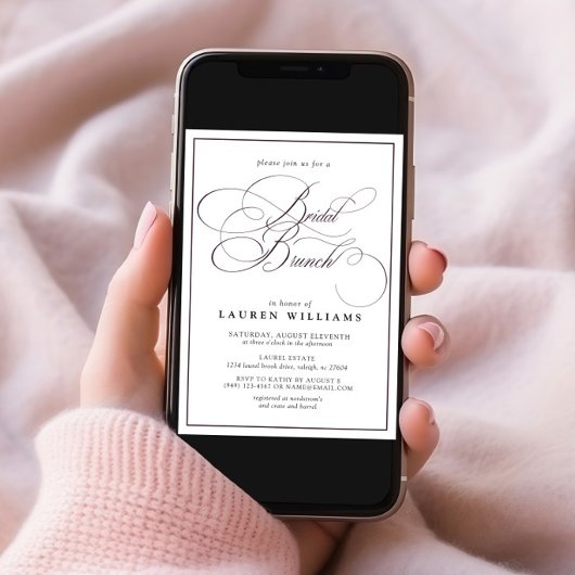 Invitation Élégante Plum violet calligraphie Brunch nuptial