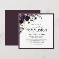 Élégante Plum violet Floral Première Sainte Commun