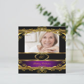 Invitation Élégante Plum violet Noir Or 60e fête d'anniversai (Debout devant)