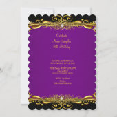 Invitation Élégante Plum violet Noir Or 60e fête d'anniversai (Dos)