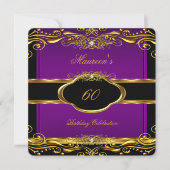 Invitation Elégante Plum violet or 60e fête d'anniversaire 3 (Devant)