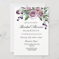 Invitation Élégante Plum violet Rose douche nuptia