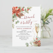 Invitation Elégante Poinsettia Aquarelle Rouge Brunch & Bubbl (Debout devant)