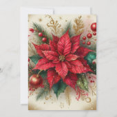 Invitation Elégante Poinsettia et Parties scintillant d'or (Dos)