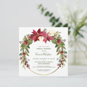 Invitation Elégante Poinsettia Fête des mariées de Noël Flora (Debout devant)