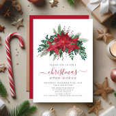 Invitation Elégante Poinsettia Floral Christmas Open House