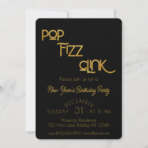 Invitation Elégante Pop Fizz Clink fête d'anniversaire