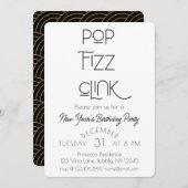 Invitation Élégante Pop Fizz Clink fête du Nouvel An (Devant / Derrière)