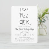 Invitation Élégante Pop Fizz Clink fête du Nouvel An (Debout devant)