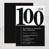 Invitation élégante pour 100e anniversaire Noir Mo (Devant / Derrière)