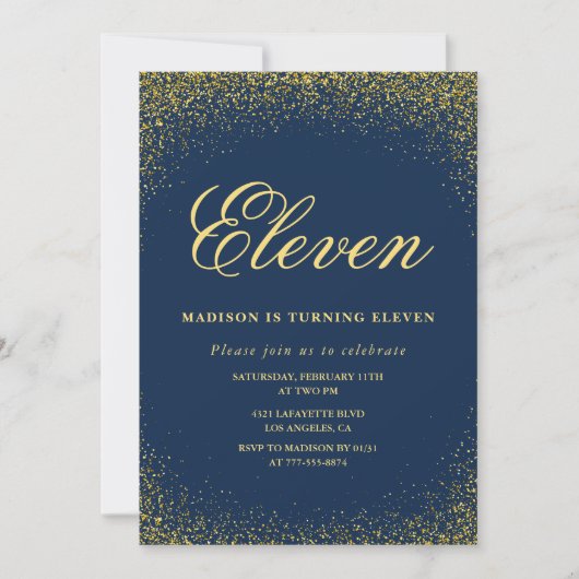 Invitation élégante pour 11 ans d'anniversaire Gol (Devant)