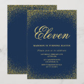Invitation élégante pour 11 ans d'anniversaire Gol (Devant / Derrière)