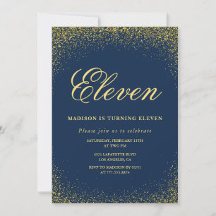 Invitation élégante pour 11 ans d'anniversaire Gol