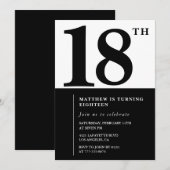 Invitation élégante pour 18 ans Black Chic Moderne (Devant / Derrière)