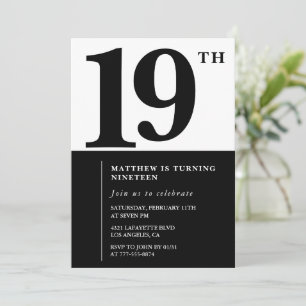 Invitation élégante pour 19ème anniversaire Black