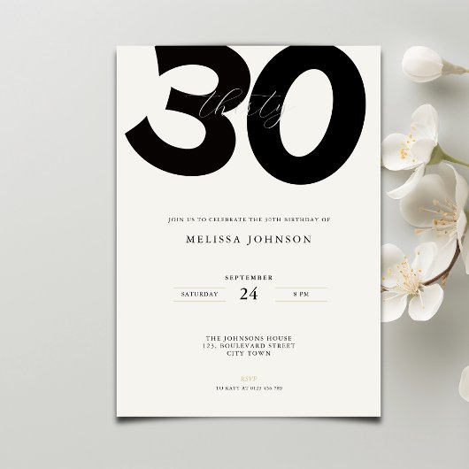 Invitation élégante pour 30e anniversaire - Style