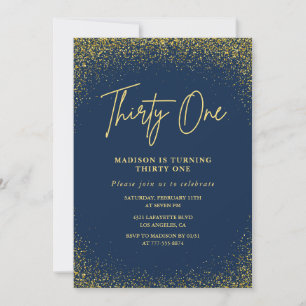 Invitation élégante pour 31 ans avec paillettes or