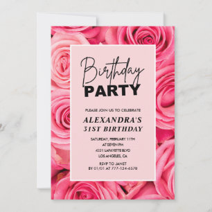 Invitation élégante pour 31 ans Fleurs Roses Roses