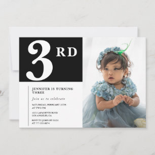Invitation élégante pour 3ème anniversaire Photo B