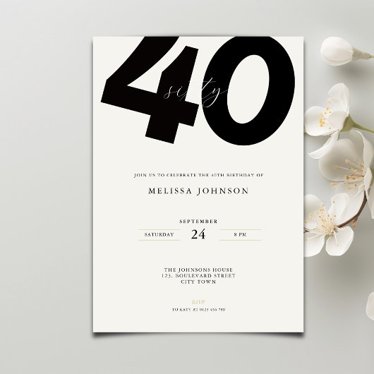 Invitation élégante pour 40 ans - Style minimalist