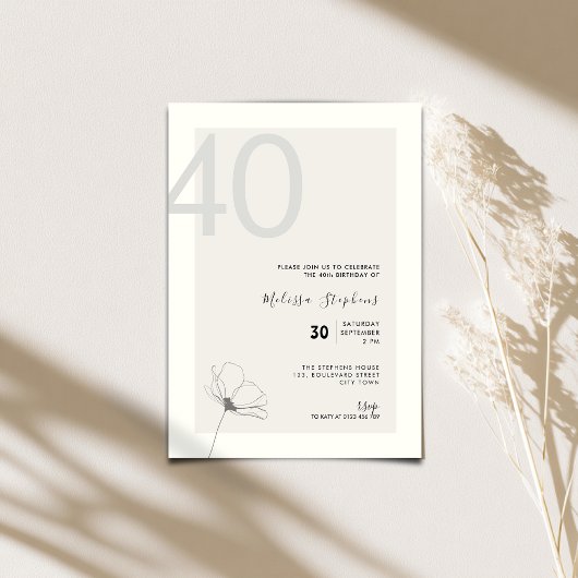 Invitation élégante pour 40 ans - Style minimalist