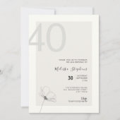 Invitation élégante pour 40 ans - Style minimalist (Devant)