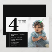 Invitation élégante pour 4 ans fille chic photo (Devant / Derrière)
