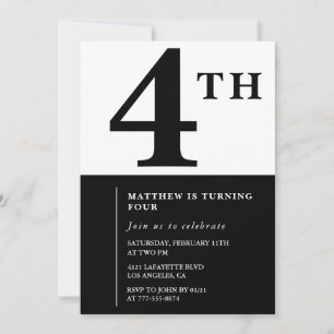 Invitation élégante pour 4ème anniversaire Black C