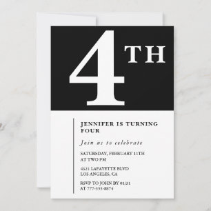 Invitation élégante pour 4ème anniversaire Fille C