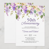 Invitation élégante pour 50 ans de mariage violet (Devant / Derrière)