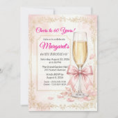 Invitation élégante pour 60 ans avec des fleurs ro (Devant)