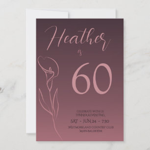 Invitation élégante pour 60 ans avec motif floral