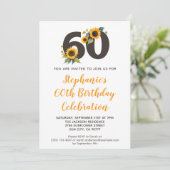 Invitation élégante pour 60 ans avec Tournesol (Debout devant)