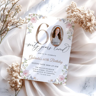 Invitation élégante pour 60e anniversaire aux Rose