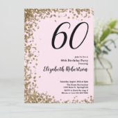 Invitation élégante pour 60e anniversaire rose seq (Debout devant)