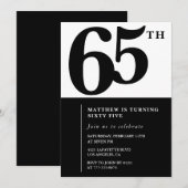 Invitation élégante pour 65e anniversaire Black Ch (Devant / Derrière)