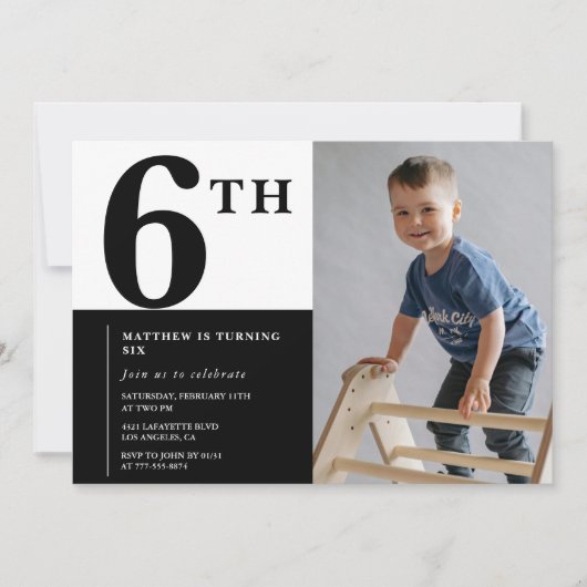 Invitation élégante pour 6ème anniversaire Chic Mo (Devant)