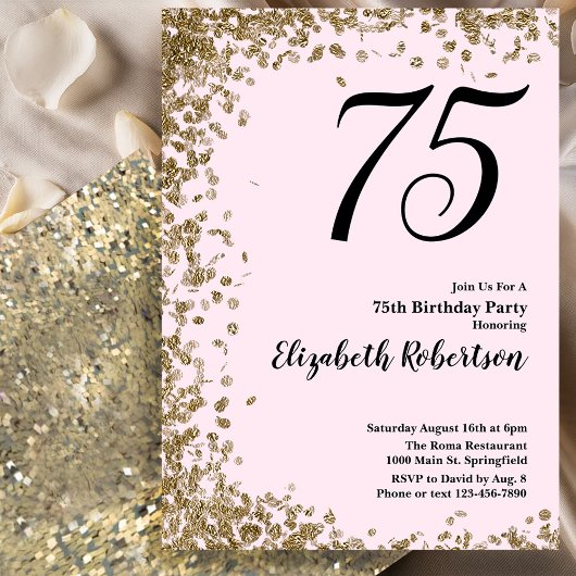 Invitation élégante pour 75e anniversaire avec seq