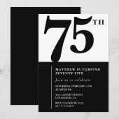 Invitation élégante pour 75e anniversaire Black Ch (Devant / Derrière)