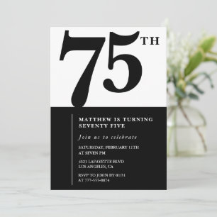 Invitation élégante pour 75e anniversaire Black Ch